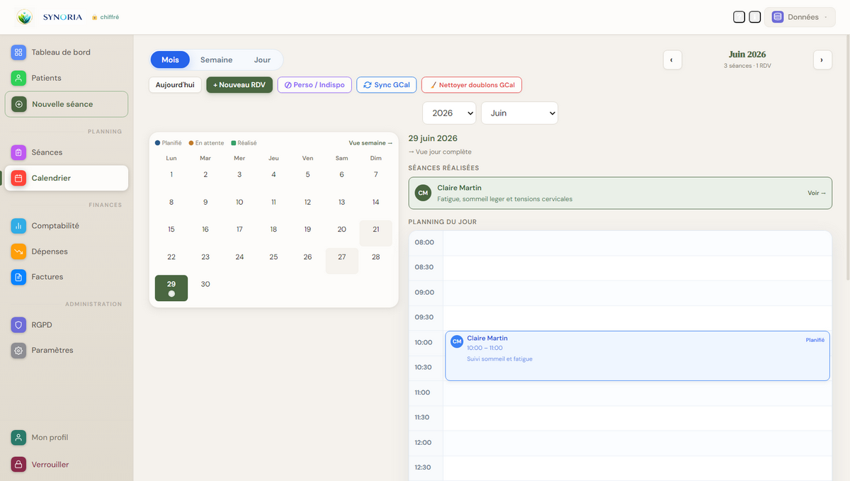 Calendrier Synoria